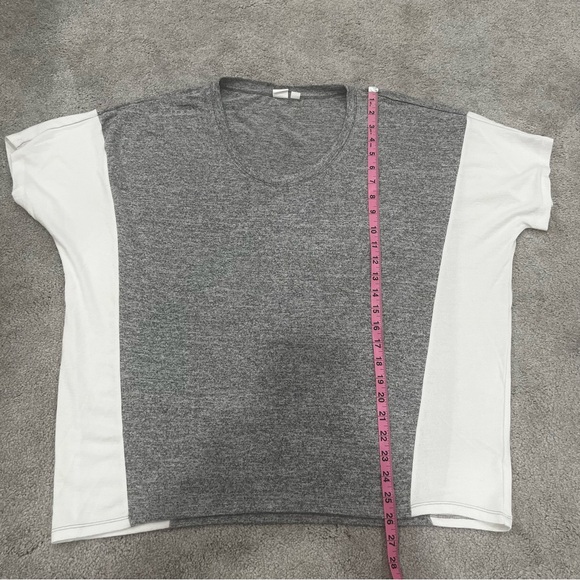 GAP Softspun Short Sleeve Panel T-Shirt Gray/White Women’s Sz L - Picture 3 of 5